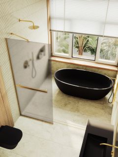 Душевая перегородка MaybahGlass MGD-728-3у 79см золото